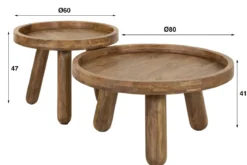Couchtisch Sundari - 2er Set aus nachhaltigem Mangoholz mit sandfarbenem Finish
