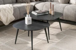 Couchtisch Virelle - 2er Set aus Melamin in Keramikoptik und einem Gestell aus Stahl