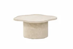 Couchtisch Zai - in Beige mit runder Form und Marmoroptik
