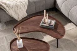 Couchtisch Zamira - 2er Set aus hochwertigem Akazienholz in braunem Finish