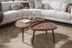 Couchtisch Zamira - 2er Set aus hochwertigem Akazienholz in braunem Finish