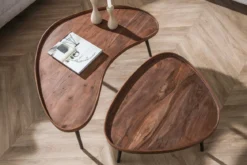 Couchtisch Zamira - 2er Set aus hochwertigem Akazienholz in braunem Finish