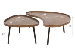 Couchtisch Zamira - 2er Set aus hochwertigem Akazienholz in braunem Finish