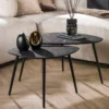 Couchtisch Zolara - 2er Set in Dreieck-Form in Metallic-Schwarz