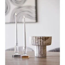 Cresto Kerzenhalter-Set (2-tlg.) – Grau & Braun aus Glas