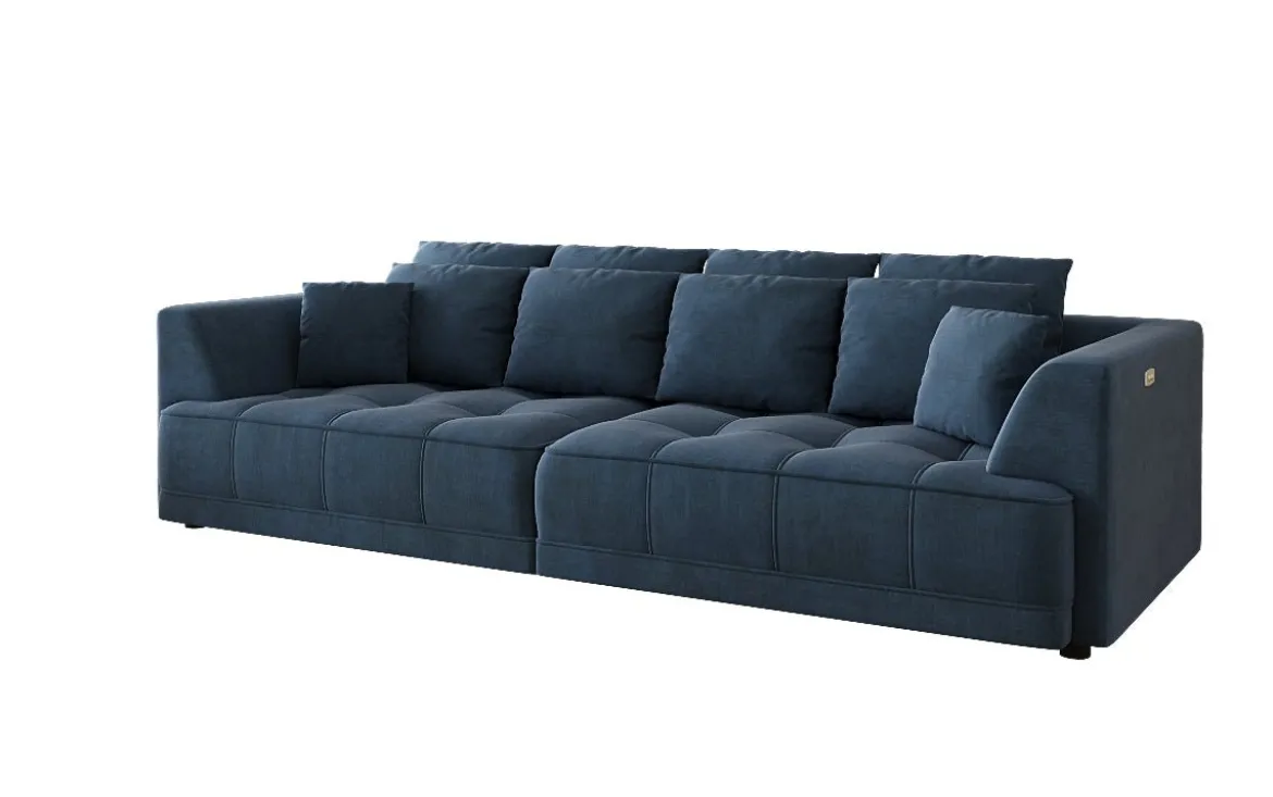 Designer Big Sofa Nuvo in Samt mit elektrischer Schlaffunktion