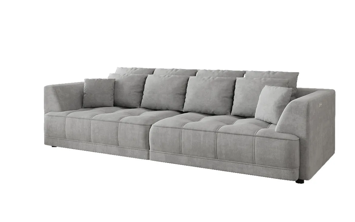 Designer Big Sofa Nuvo in Samt mit elektrischer Schlaffunktion