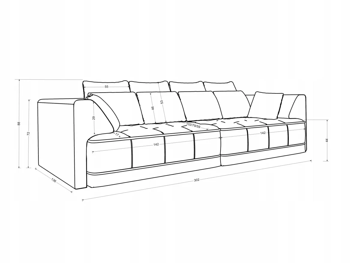 Designer Big Sofa Nuvo in Samt mit elektrischer Schlaffunktion