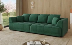 Designer Big Sofa Nuvo in Samt mit elektrischer Schlaffunktion