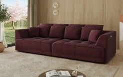 Designer Big Sofa Nuvo in Samt mit elektrischer Schlaffunktion