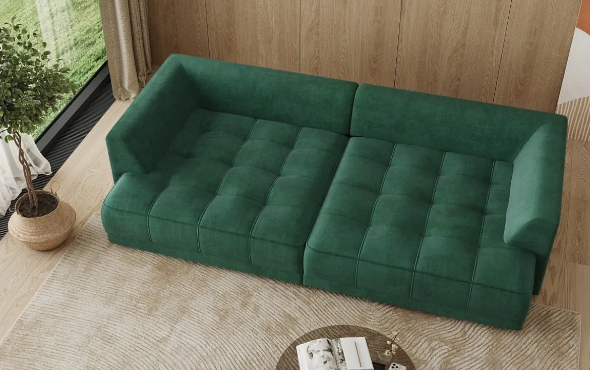 Designer Big Sofa Nuvo in Samt mit elektrischer Schlaffunktion