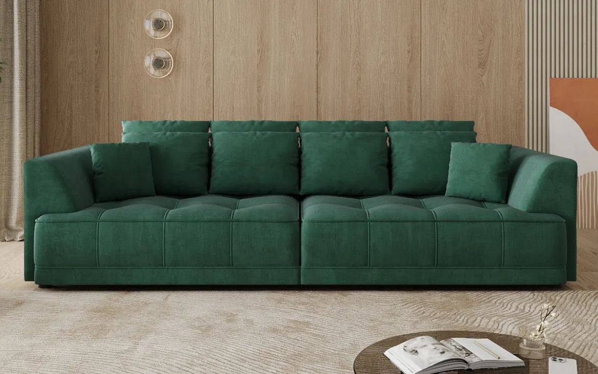 Designer Big Sofa Nuvo in Samt mit elektrischer Schlaffunktion