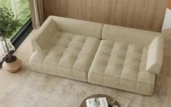 Designer Big Sofa Nuvo in Samt mit elektrischer Schlaffunktion