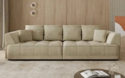 Designer Big Sofa Nuvo in Samt mit elektrischer Schlaffunktion