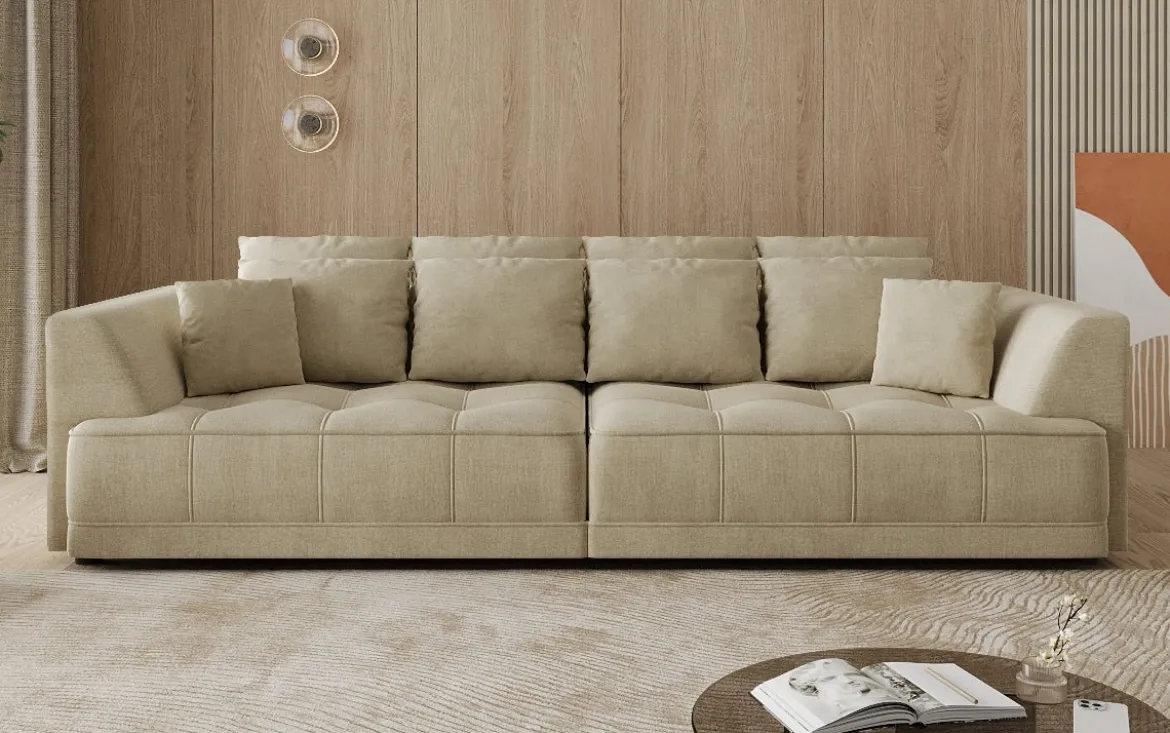 Designer Big Sofa Nuvo in Samt mit elektrischer Schlaffunktion