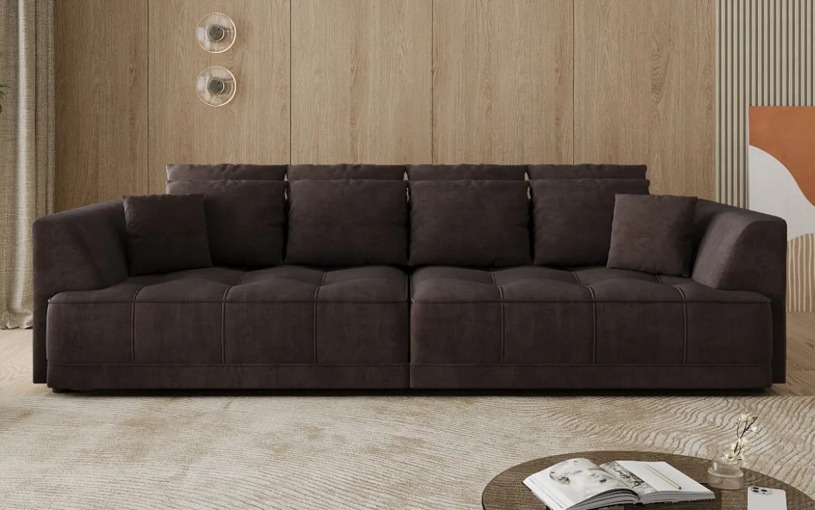 Designer Big Sofa Nuvo in Samt mit elektrischer Schlaffunktion