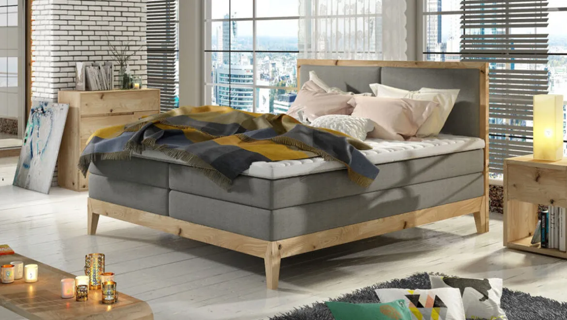 Designer Boxspringbett/Holzbett Ida aus massiver Eiche
