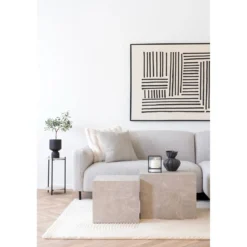 Designer Couchtisch Paris 2er Set in Marmor Optik