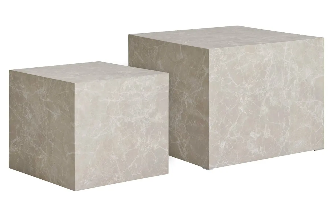 Designer Couchtisch Paris 2er Set in Marmor Optik