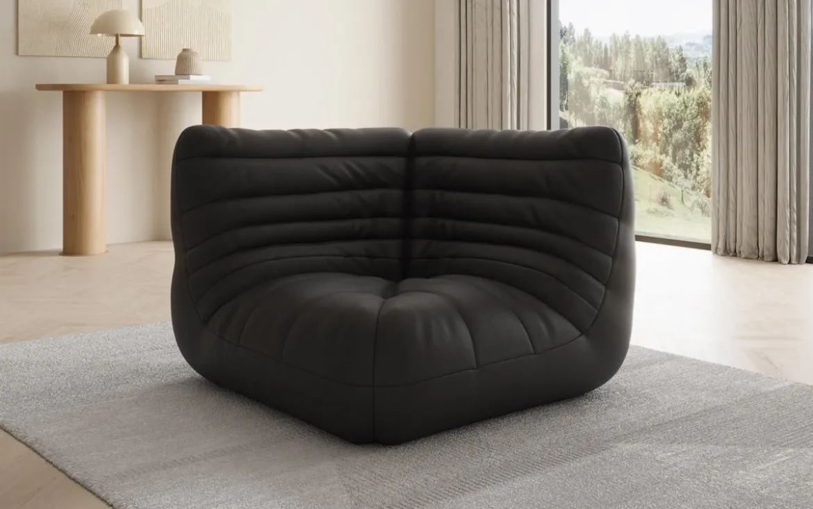 Designer Eckmodul Sofa-Sessel Calmo in Echtleder