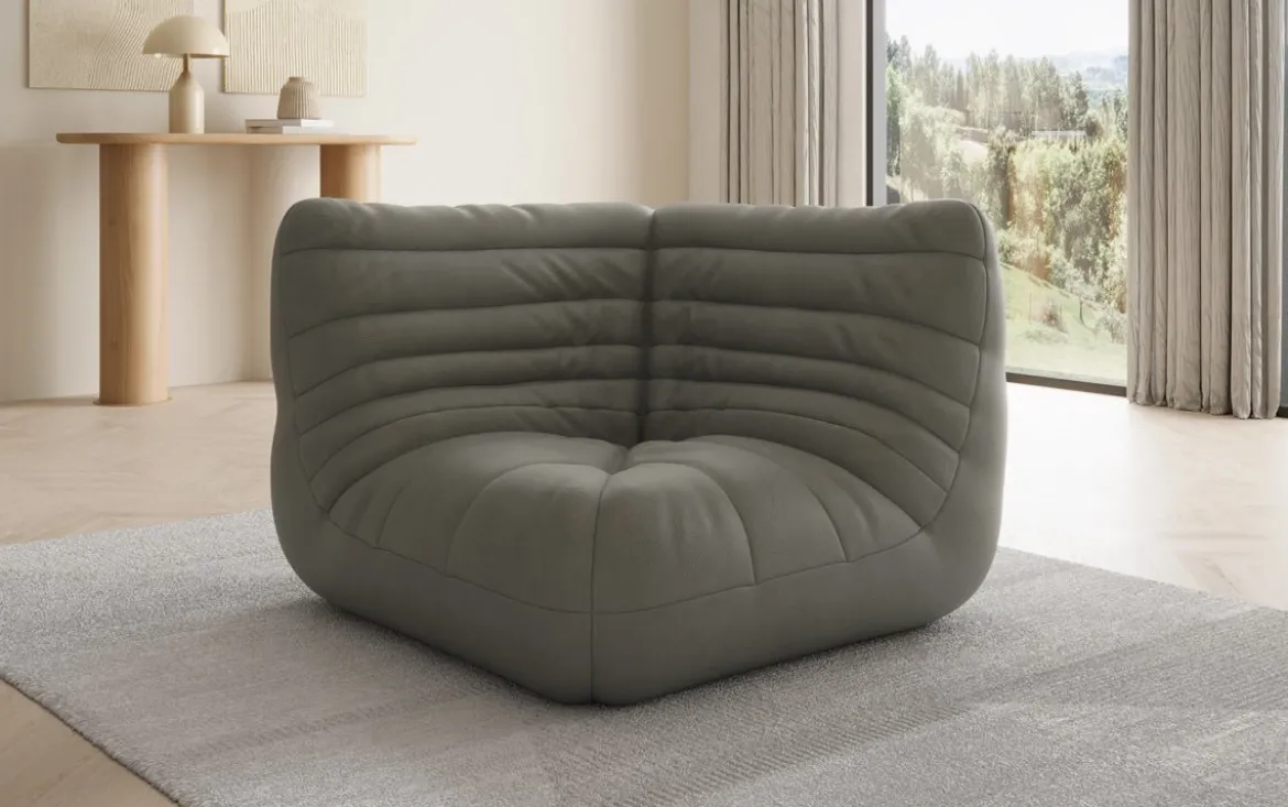 Designer Eckmodul Sofa-Sessel Calmo in Echtleder