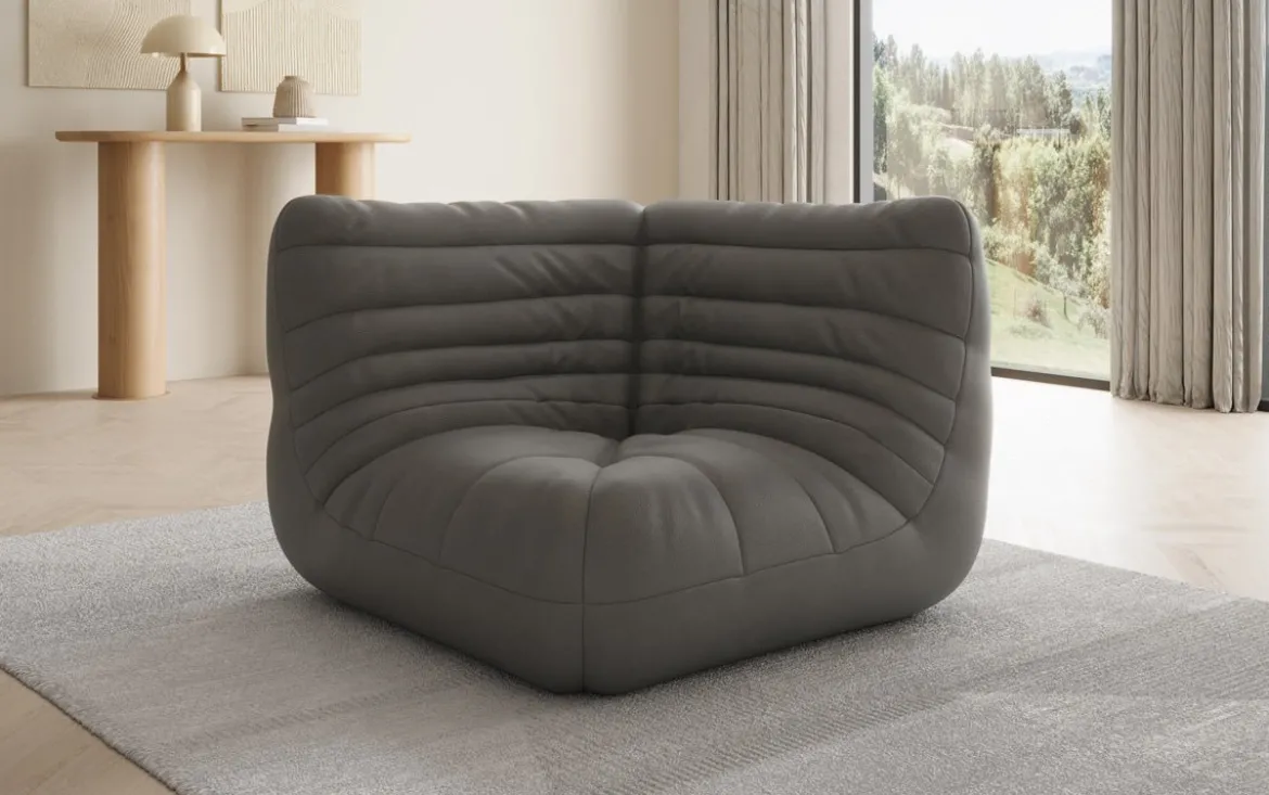 Designer Eckmodul Sofa-Sessel Calmo in Echtleder