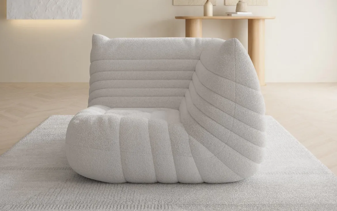 Designer Eckmodul Sofa-Sessel Calmo in Teddy Bouclé