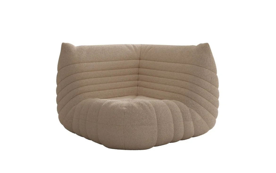 Designer Eckmodul Sofa-Sessel Calmo in Teddy Bouclé