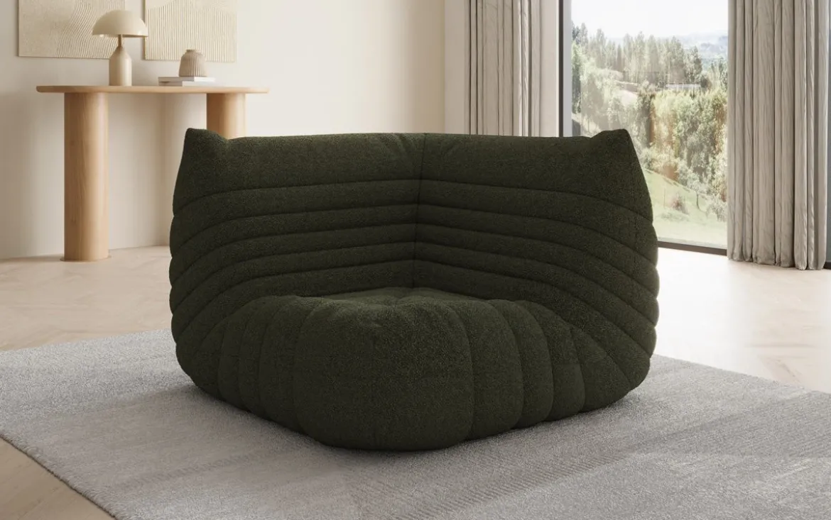 Designer Eckmodul Sofa-Sessel Calmo in Teddy Bouclé