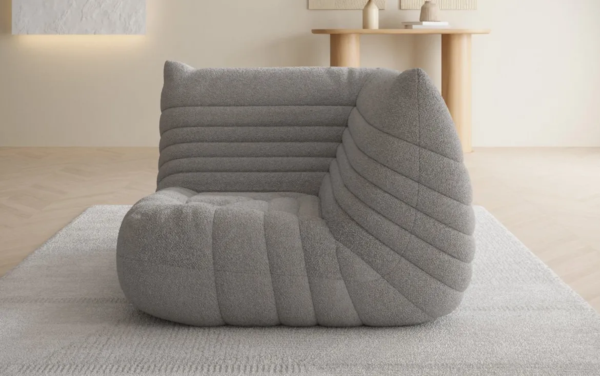 Designer Eckmodul Sofa-Sessel Calmo in Teddy Bouclé
