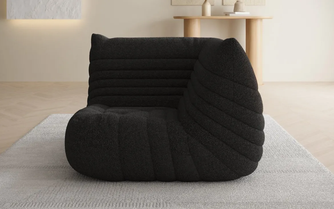 Designer Eckmodul Sofa-Sessel Calmo in Teddy Bouclé