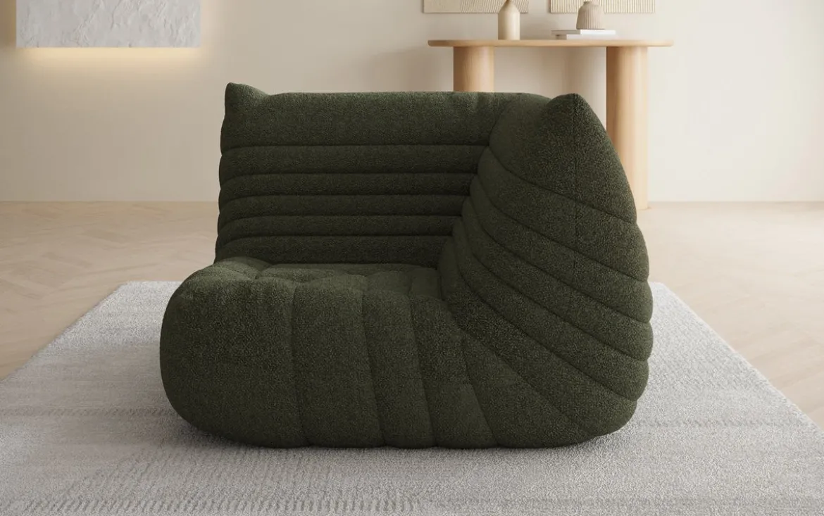 Designer Eckmodul Sofa-Sessel Calmo in Teddy Bouclé