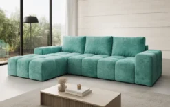 Designer Ecksofa Aila mit Schlaf- und Klappfunktion in Cord