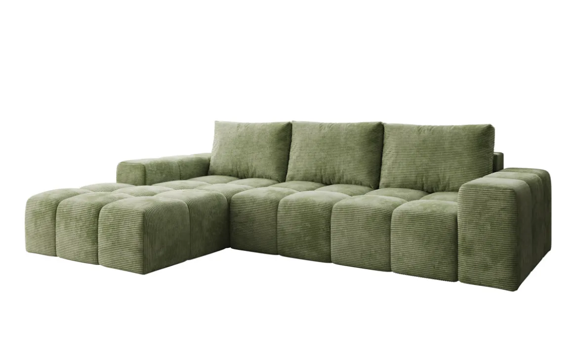 Designer Ecksofa Aila mit Schlaf- und Klappfunktion in Cord
