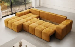 Designer Ecksofa Aila mit Schlaf- und Klappfunktion in Cord