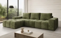 Designer Ecksofa Aila mit Schlaf- und Klappfunktion in Cord