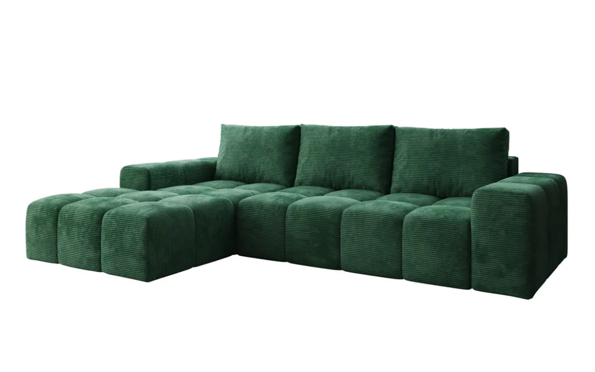 Designer Ecksofa Aila mit Schlaf- und Klappfunktion in Cord