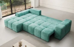 Designer Ecksofa Aila mit Schlaf- und Klappfunktion in Cord