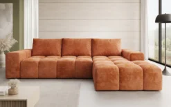 Designer Ecksofa Aila mit Schlaf- und Klappfunktion in Cord