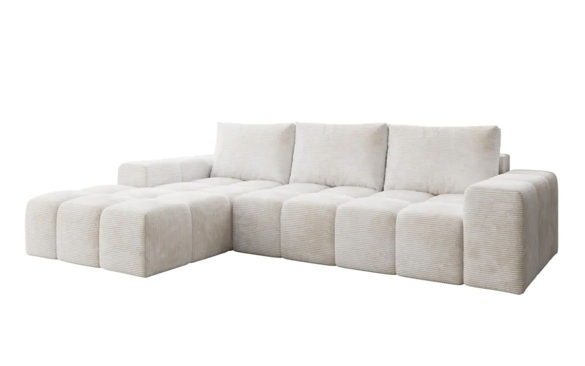 Designer Ecksofa Aila mit Schlaf- und Klappfunktion in Cord