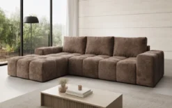 Designer Ecksofa Aila mit Schlaf- und Klappfunktion in Cord