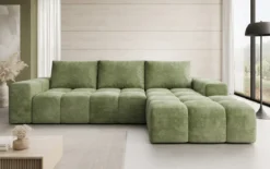 Designer Ecksofa Aila mit Schlaf- und Klappfunktion in Cord
