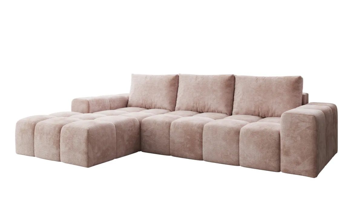 Designer Ecksofa Aila mit Schlaf- und Klappfunktion in Cord