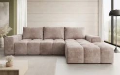 Designer Ecksofa Aila mit Schlaf- und Klappfunktion in Cord