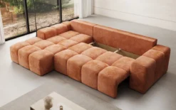 Designer Ecksofa Aila mit Schlaf- und Klappfunktion in Cord