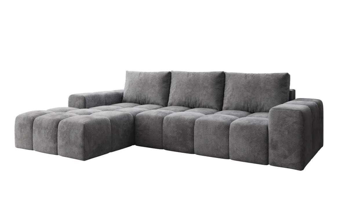 Designer Ecksofa Aila mit Schlaf- und Klappfunktion in Cord