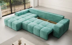 Designer Ecksofa Aila mit Schlaf- und Klappfunktion in Cord