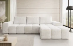 Designer Ecksofa Aila mit Schlaf- und Klappfunktion in Cord