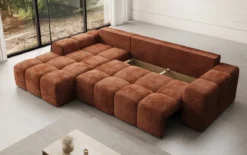 Designer Ecksofa Aila mit Schlaf- und Klappfunktion in Cord