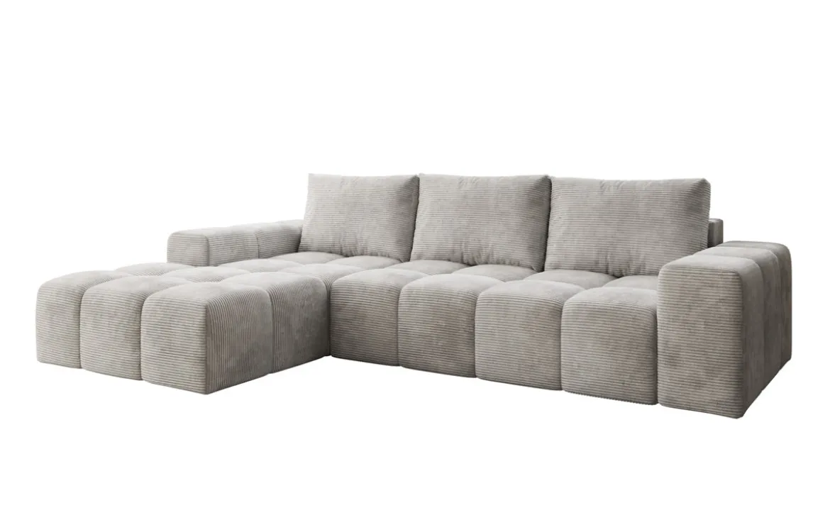 Designer Ecksofa Aila mit Schlaf- und Klappfunktion in Cord